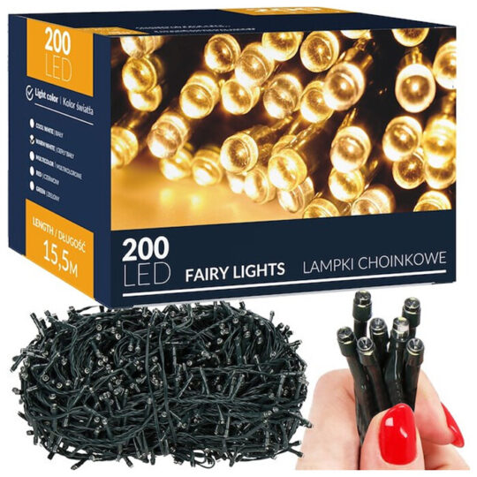 Božićne Lampice 200 Led Toplo Bijela