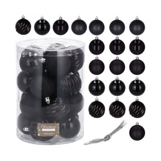 Božićni Set Kuglica Black Gloss