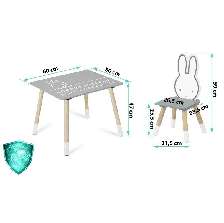 Dječji Set Stol I Stolica Miffy Grey 4