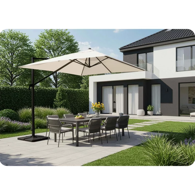 Vrtni Suncobran 420cm Plonos Beige 4
