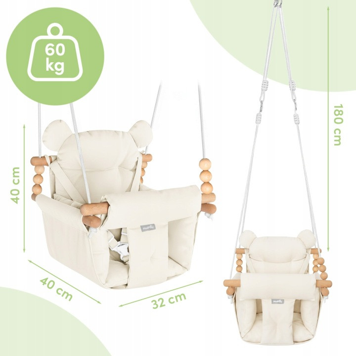 Dječja Ljuljačka 3u1 Baby Swing Beige 5
